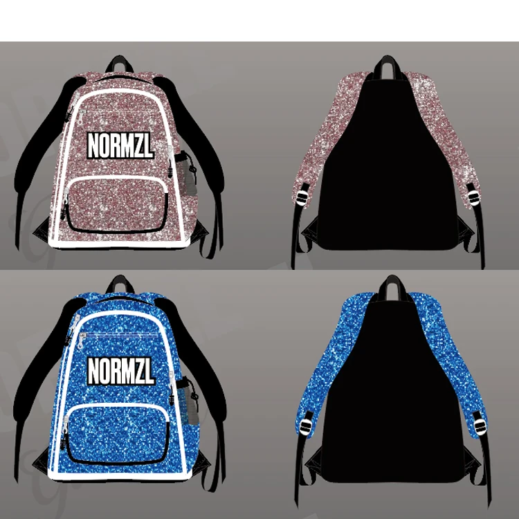 Normzl custom design embroidery logo glitter girls cheerleader cheer cheerleading bag backpack