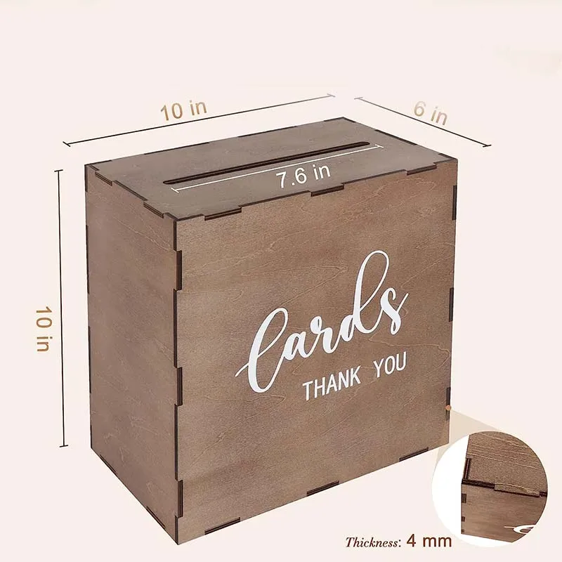 Rustic Wood Gift Card Box Wooden Envelope Money Box for Wedding Reception Party Birthday Baby Shower Graduation Decorations
