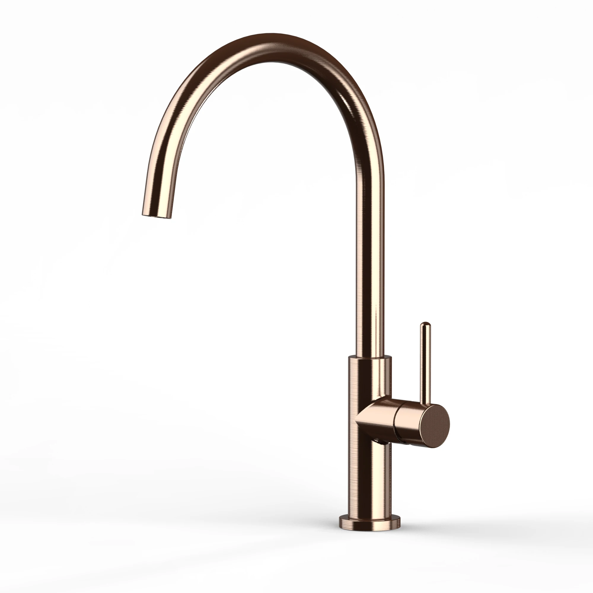 Brushed Rose Gold Single handle Round brassware Kitchen sink faucet spout hot and cold water tap