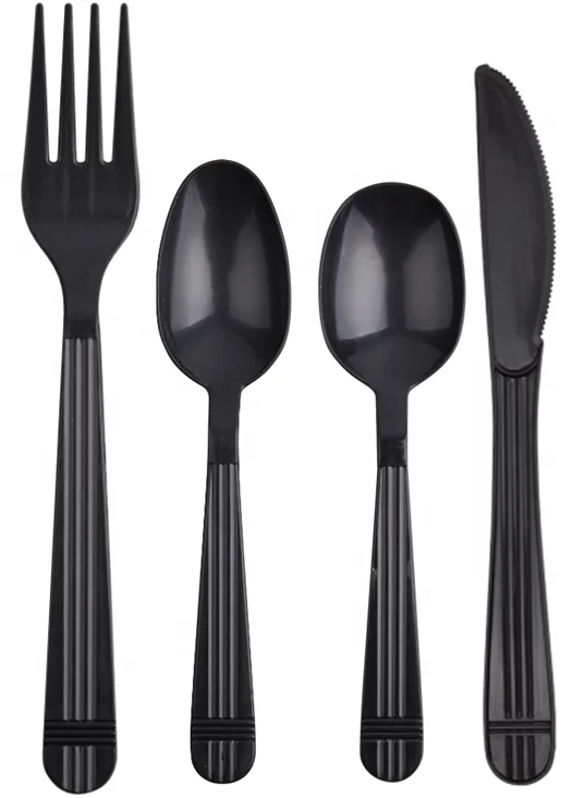 heavy weight kit fork knife teaspoon salt & pepper disposable long soup spoon fork napkin plastic spoon white