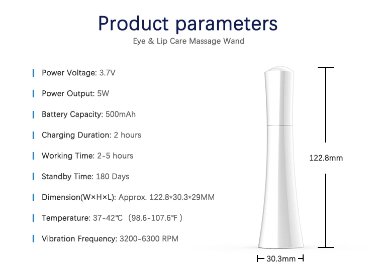 Eye Lip Massager Pen Anti Aging 3 Levels Vibrating Face Tools Eye Care Massage Heating Therapy Wand for Home Use Wrinkle Removal