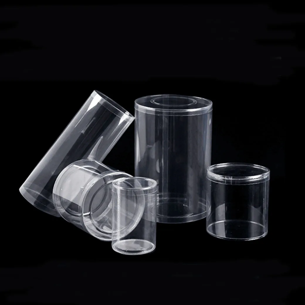 Прямая продажа с завода, прозрачная пластиковая Цилиндрическая Коробка из ПЭТ, индивидуальная печать
