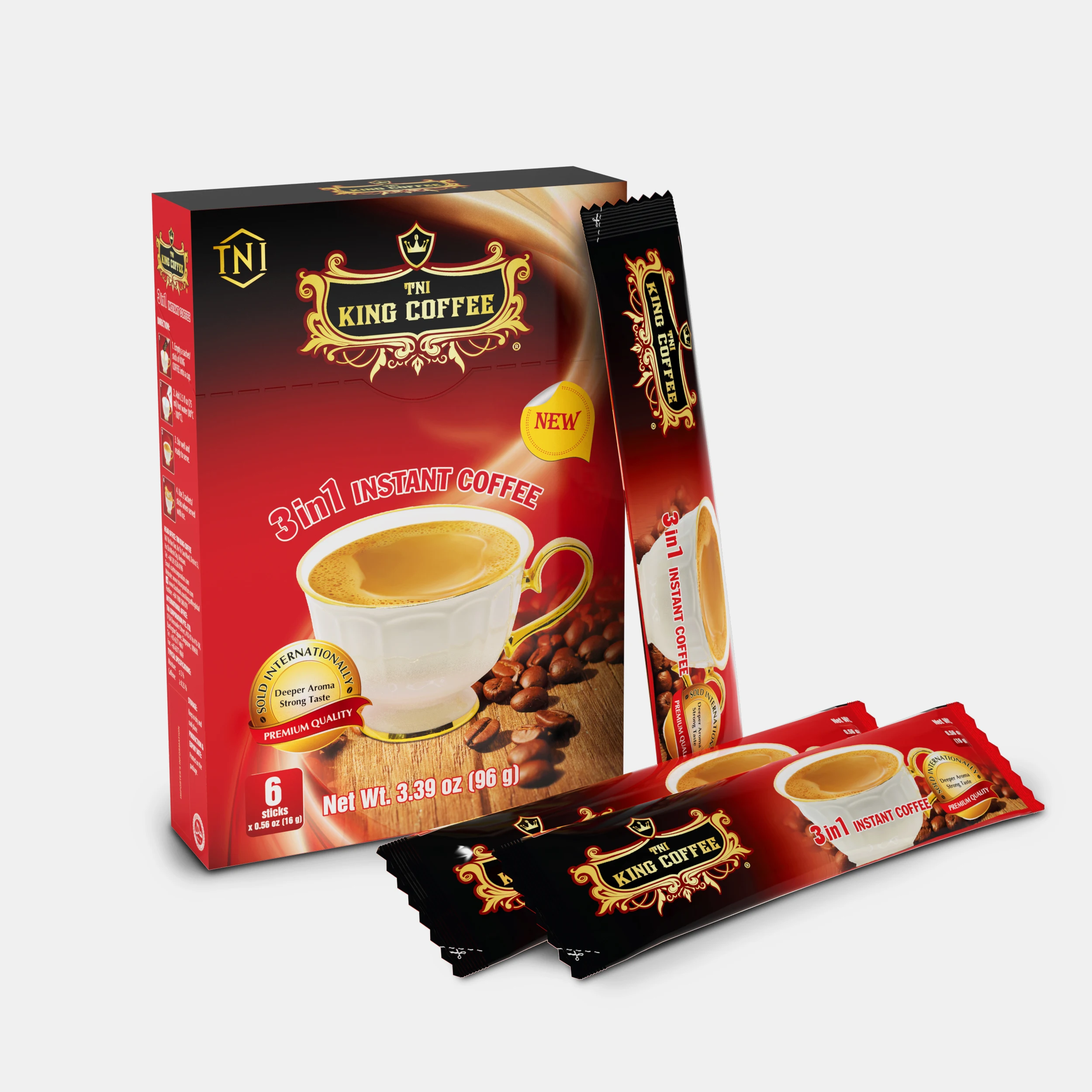 KING COFFEE - 6 sticks/box  Viet Nam Caffeinated 3in1 Instant Coffee from Top Vietnamese Coffee Brand