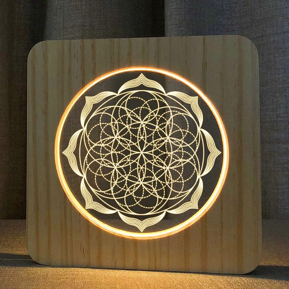 
Custom wood Carved Christmas Gift sets Wooden Carved Craft Wood Led Table Night Lamp 