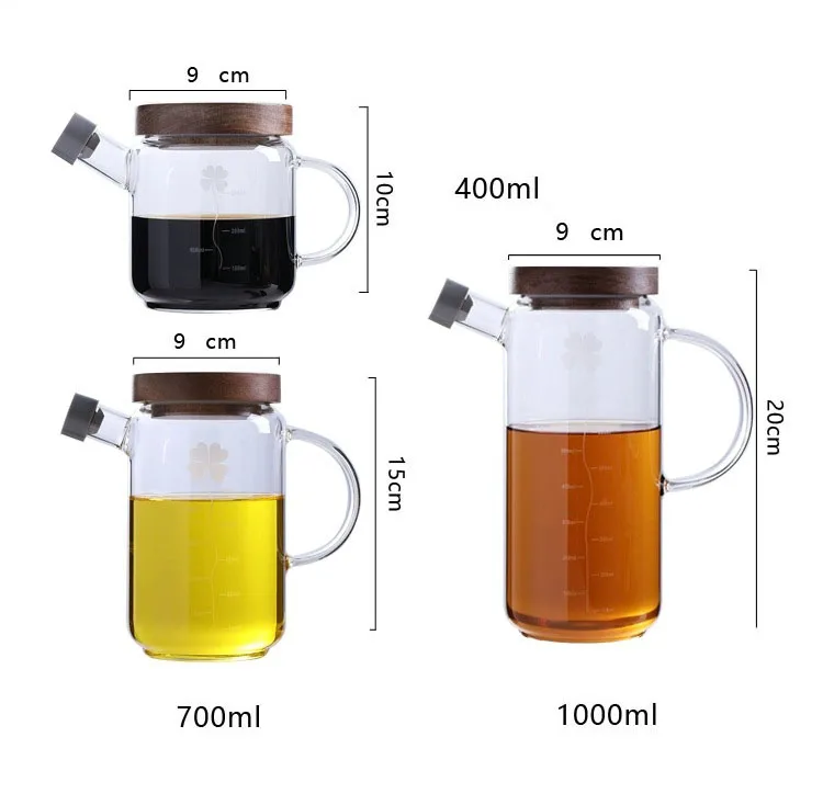 39Years Factory New Style Kitchenware Oil Vinegar Dispenser Glass Oil Bottle 400/700/1000ml Capacity