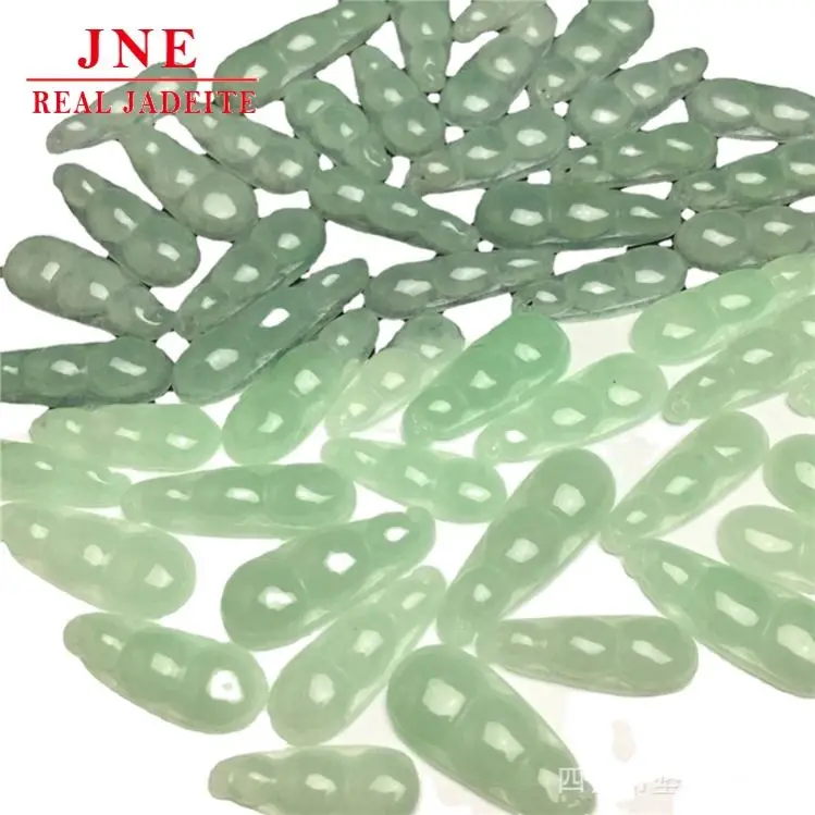 Myanmar A Level Jade Ice Like Green Double Sided Sauteed Green Beans Jade Pendant Jade Crafts Factory Wholesale