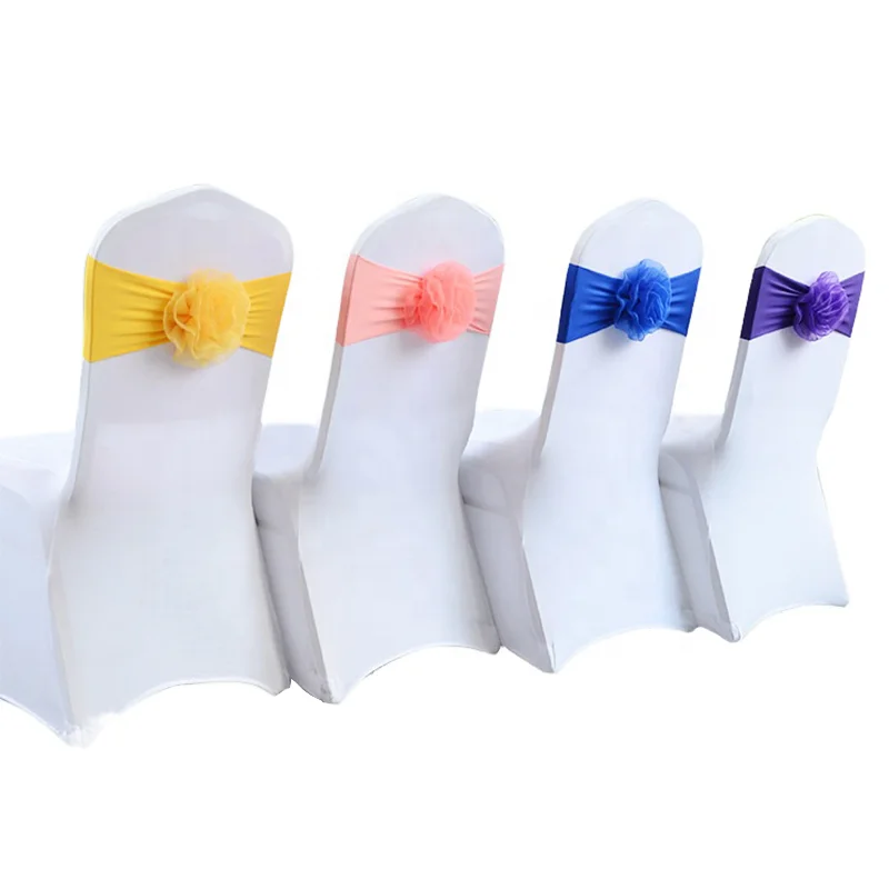 Event Decor 3d Rose Flower Stretchable Spandex Chair Band