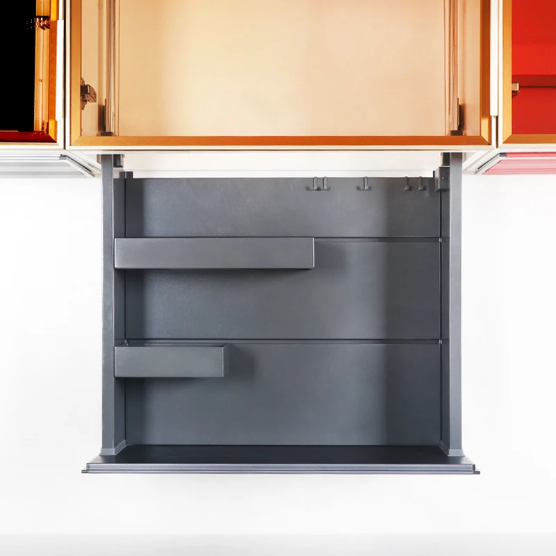 Custom Home Kitchen Electric Lift Wall Cabinet Pull Basket Kitchen Cabinet Organizer Stainless Steel Storage Rack Wholesale