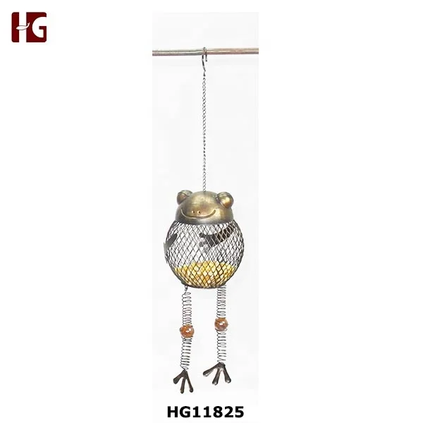 Iron metal mesh hanging bird feeder cat figurine garden decor