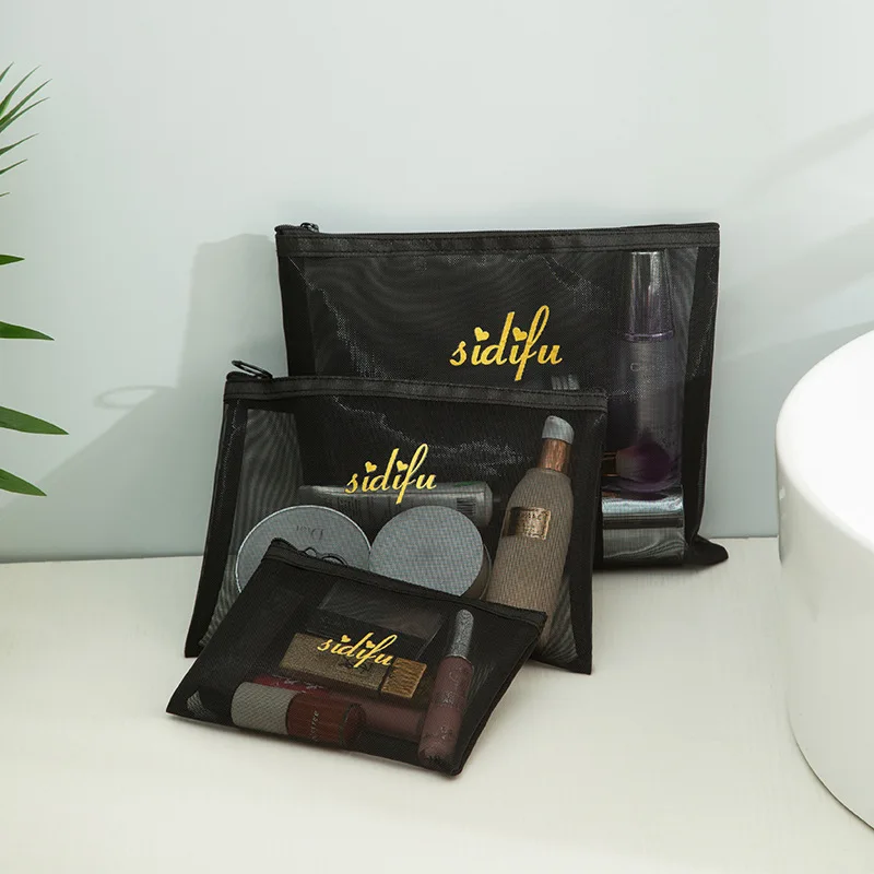 Travel Portable Large Capacity Wholesale Zipper Ladies Cosmetic Bag Makeup Mesh Storage Bag Wash Kit Bag