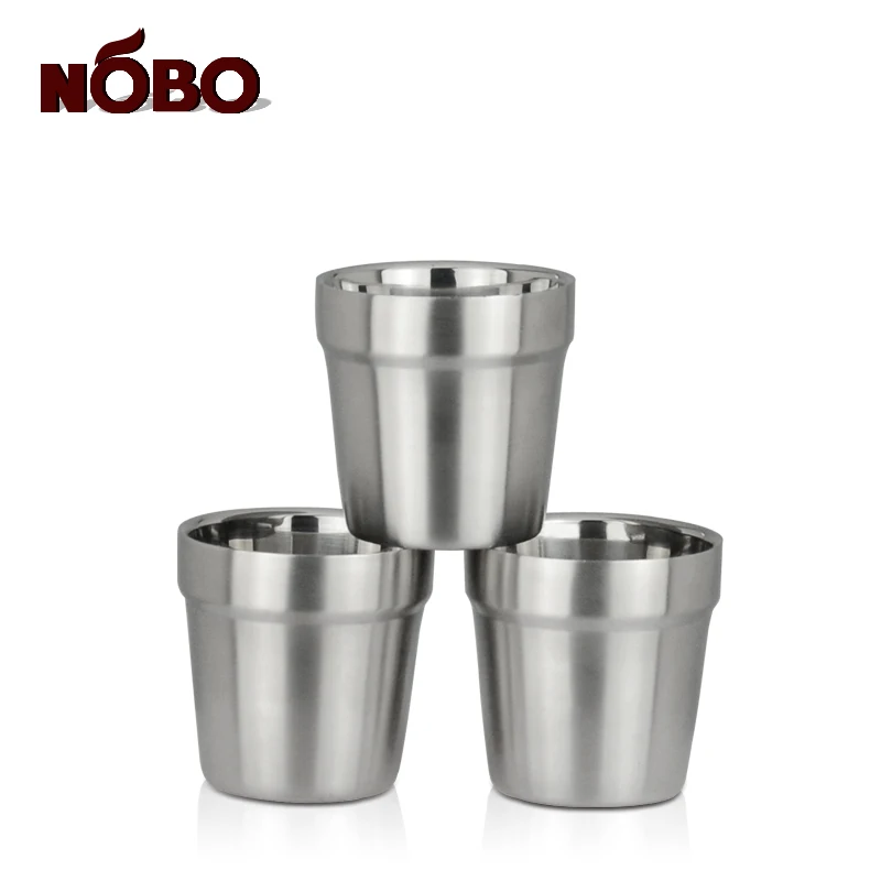 Wholesale korean metal soju cup coffee tea cup stainless steel drinking cup with Double layer structure