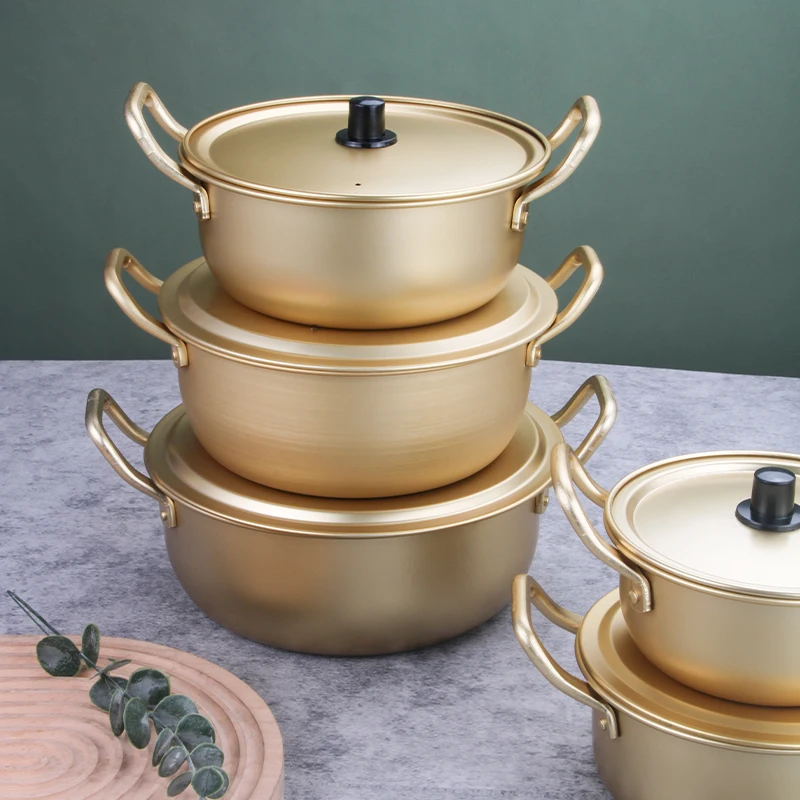 Gold Cookware Soup Pot Aluminum Casserole Kitchen Cookware Sets With Lid