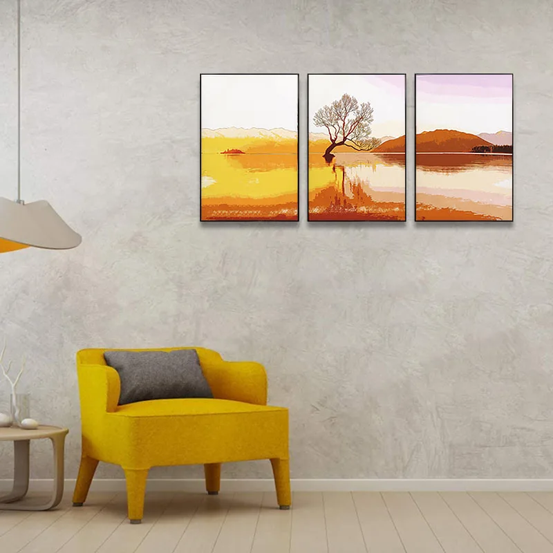 Floating Framed Canvas Art Sets of 3 Pictures Digital Print Landscape