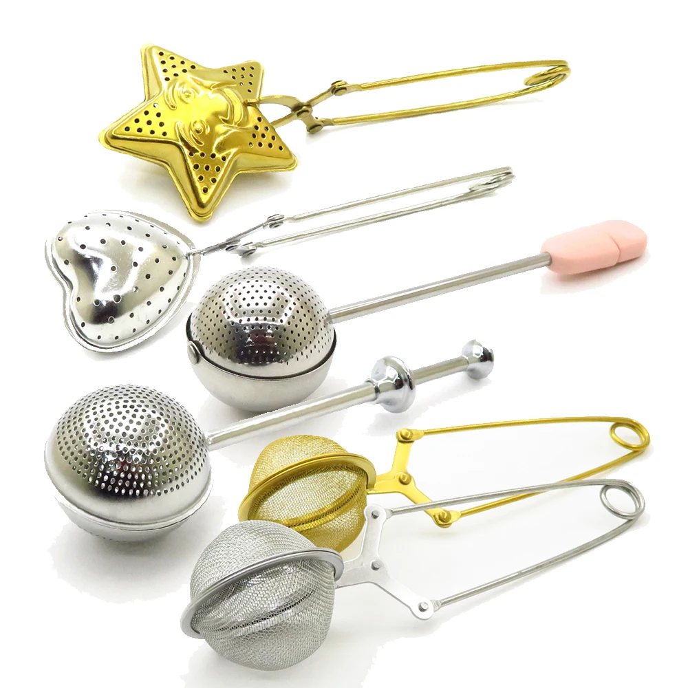 Wholesale Stainless Steel Gold Silver Color Tea Strainer Basket Infuser with Handle for Loose Leaf