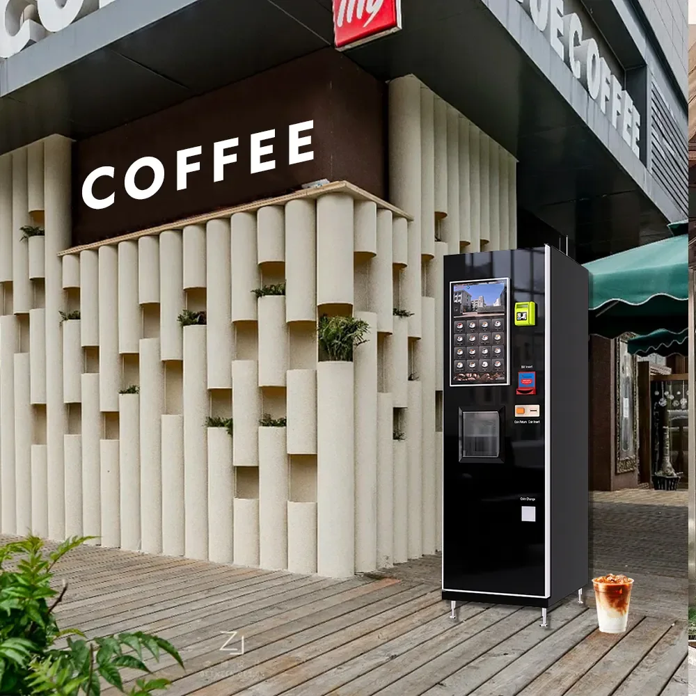 Smart Bean To Cup Coffee Maker Fully-Automatic Infrared Touch Screen Instant Vertical Robot Coffee Vending Machine With CE