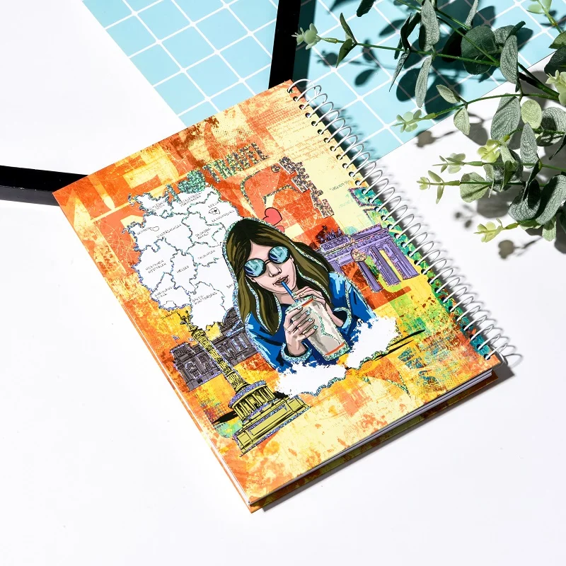 2022 Best Selling Ladys Cartoon Fashion Notebook Custom Cuadernos Journal Spiral Notebook School Kawaii Stationery Books