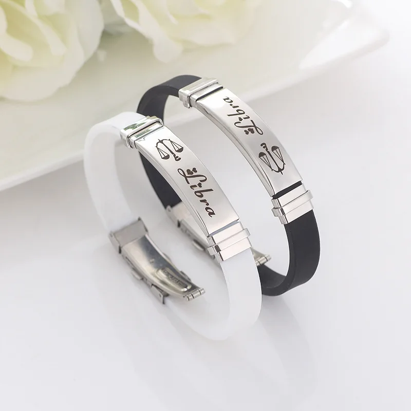 New fashion titanium steel bracelet manufacturers wholesale twelve stars couples silicone stainless steel bracelet