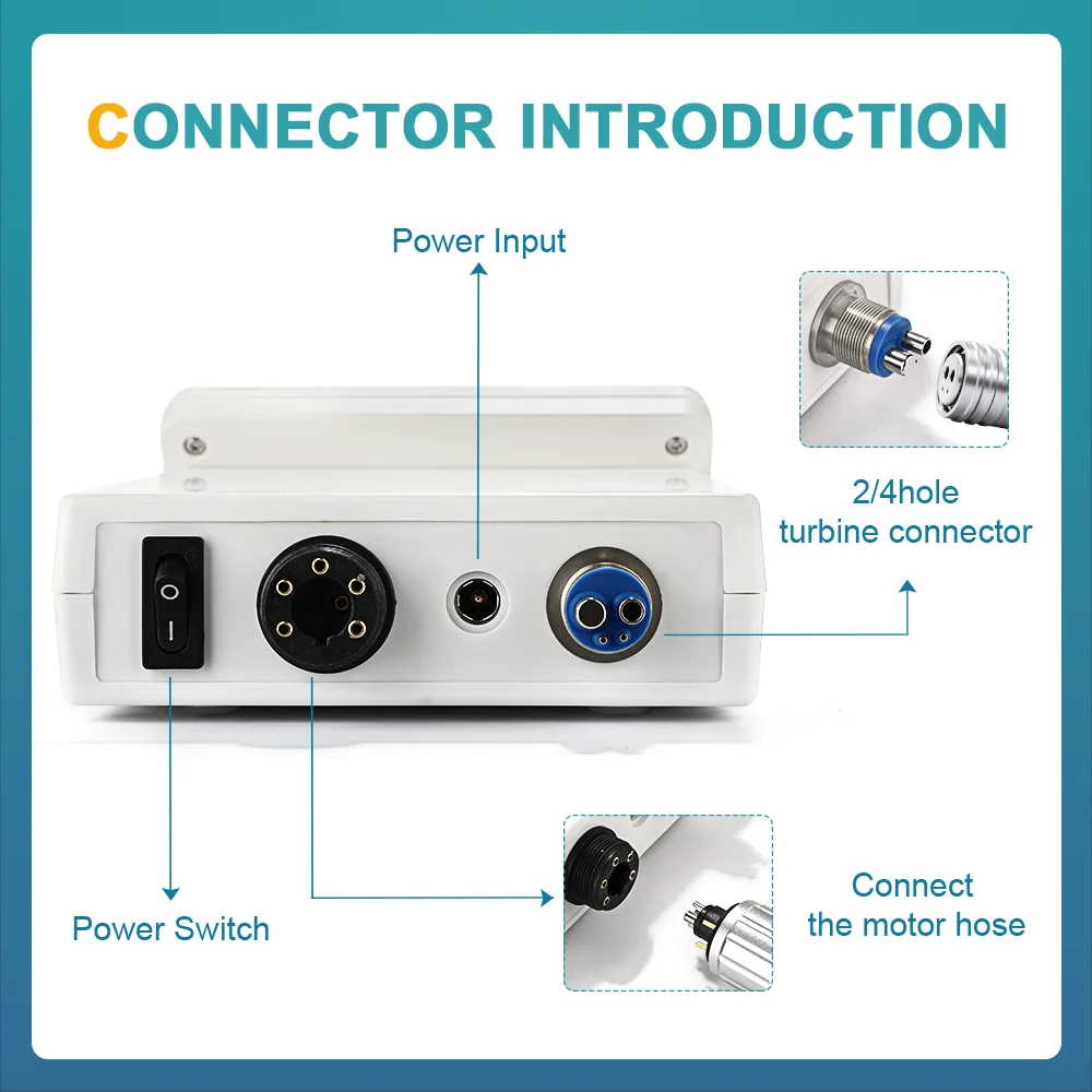 AI-EM-CM8 16:1/1:1/1:1.5 Three Optional Settings LED Dental Electric Brushless Motor Equipment with 2/4 Holes turbine connector