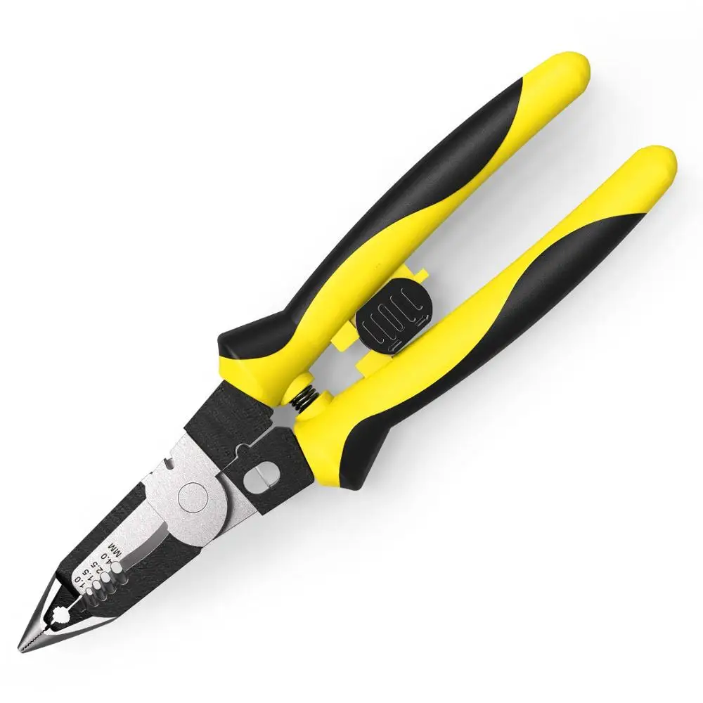 JNZ Wire Stripper Multi-function 7-in-1 DIY Electrical Wiring Work Cable Cutter Sharp-nose Combination Pliers