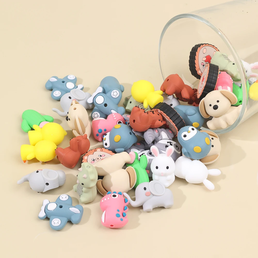 Custom Designer Manufacture Wristlet Keychain Bracelet Silicone Bead Focal Food Grade 3d Silicone Focal Beads Pen