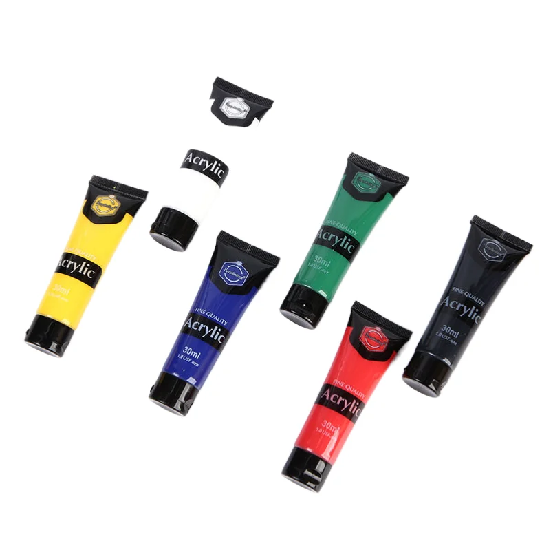 High Quality 6 Colors 30ml Tube Acrylic Paint Set For Professional Artists Kids Students Beginners