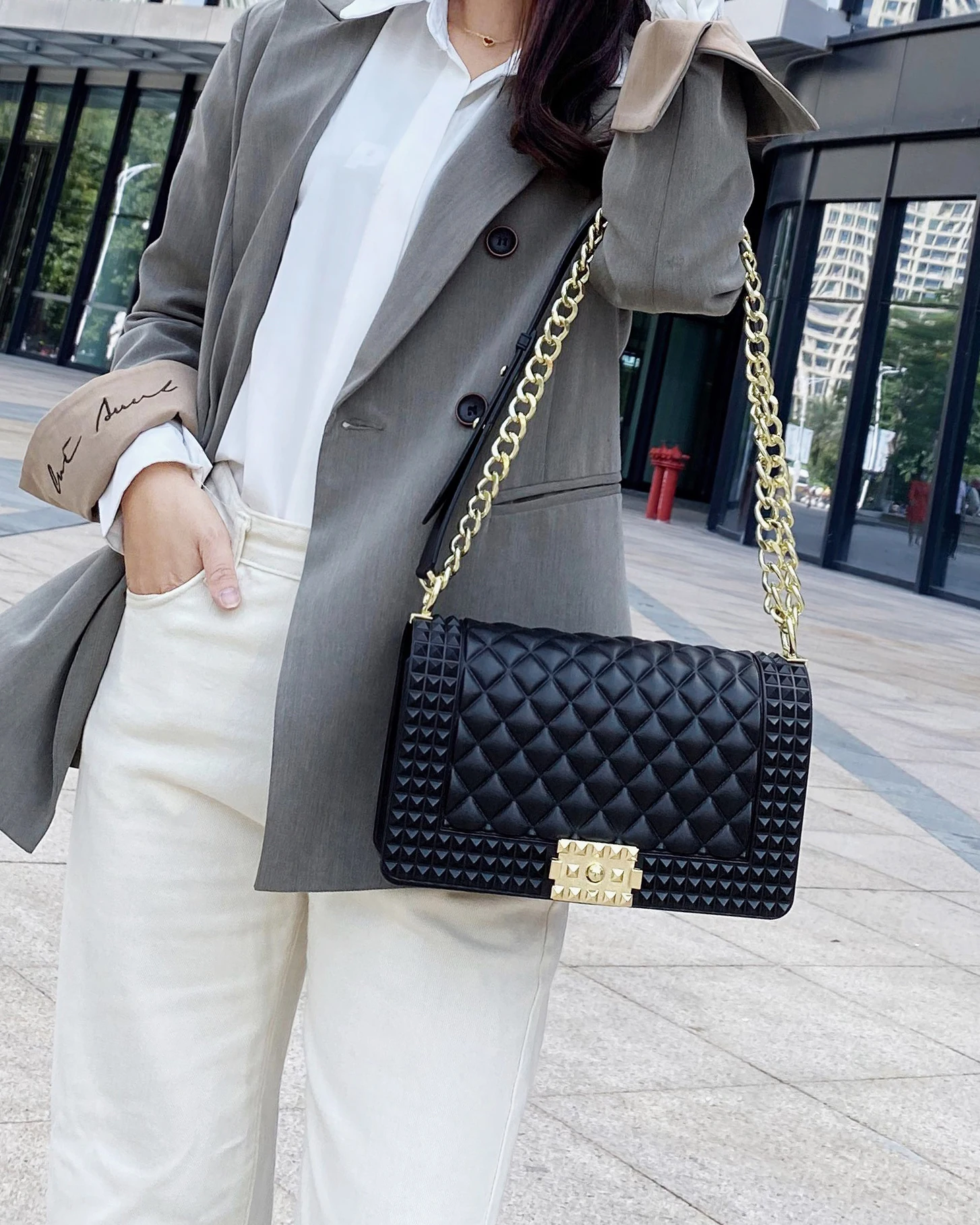 Angel Kiss High Quality PVC Lattice Chain Jelly Purses And Handbags Ladies Girl Fashion Candy Crossbody Bag
