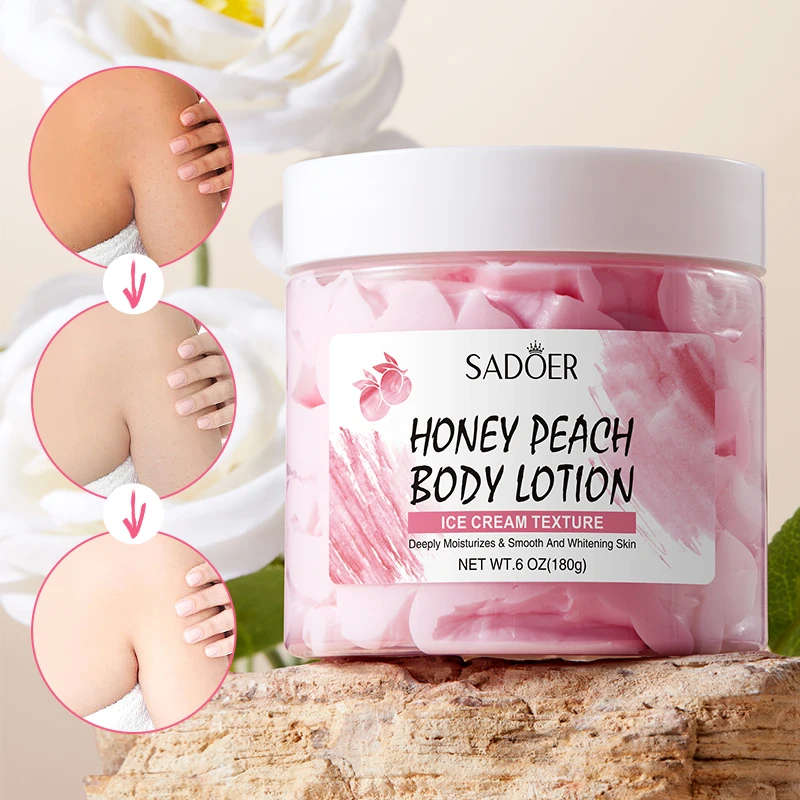 SADOER Wholesale Whitening Peach Ice Cream Body Lotion Anti-drying Tender Smooth skin Moisturizing body cream