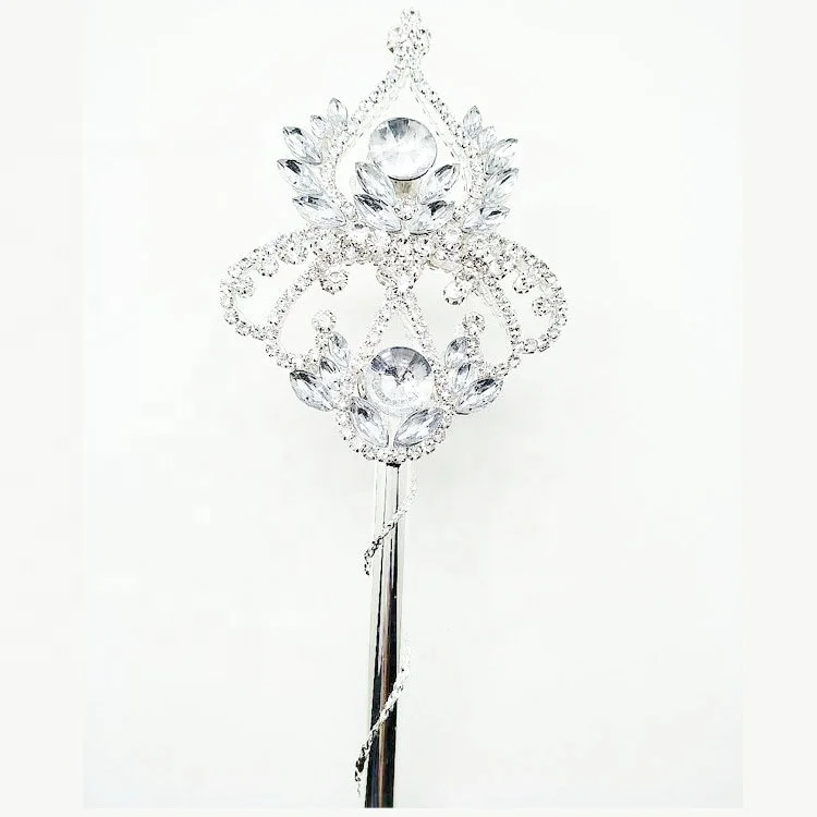 Free customized silver diamond queen wand gold Beauty tiara pageant rhinestone winner scepters