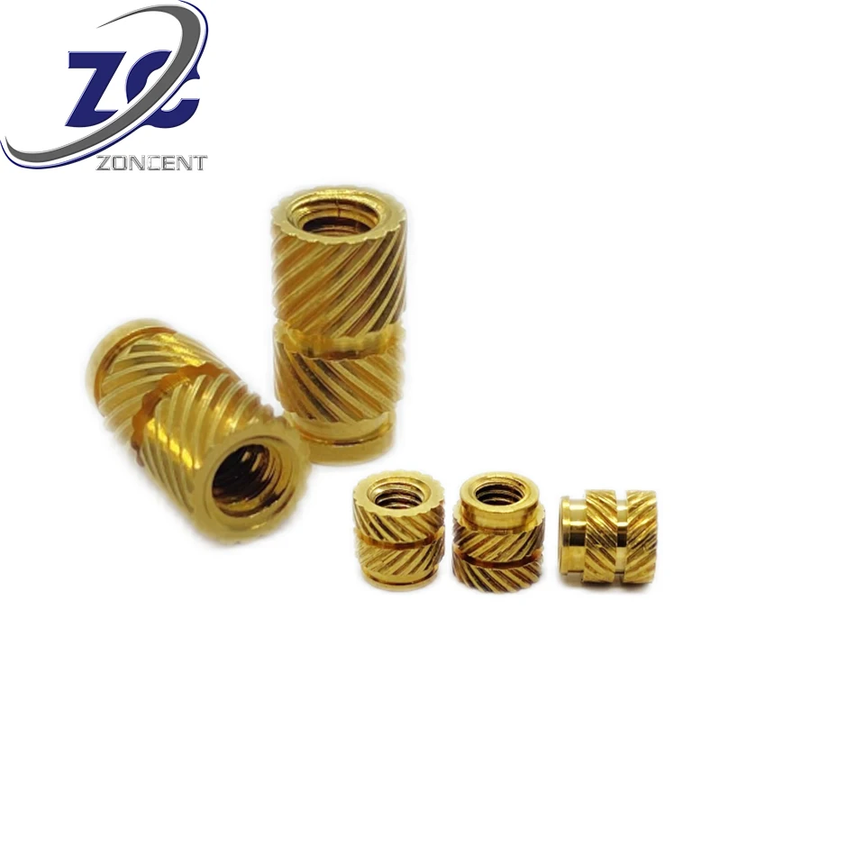 M2/M3/M4/M5/M6 Female Insert Nuts Thread Knurled Nuts Brass Threaded Insert Brass Embedment Nuts