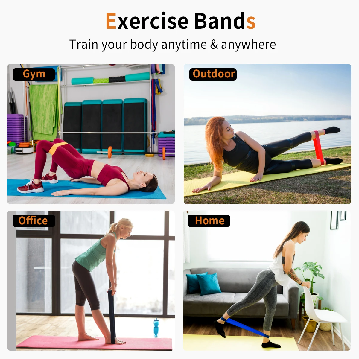 Custom Printed Mini Loop Bands Natural Latex Exercise Resistance Bands Set