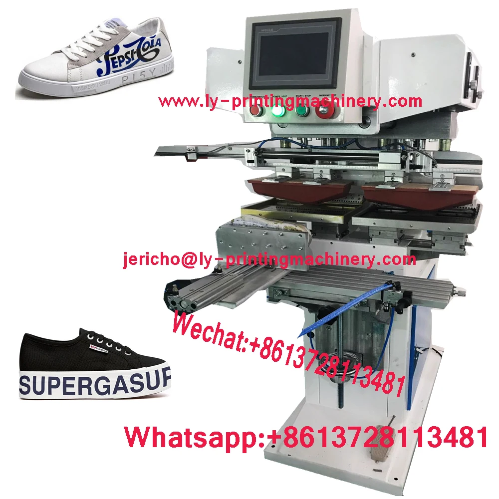 2 color open ink tray pad printing machine with pad moved for shoe sole