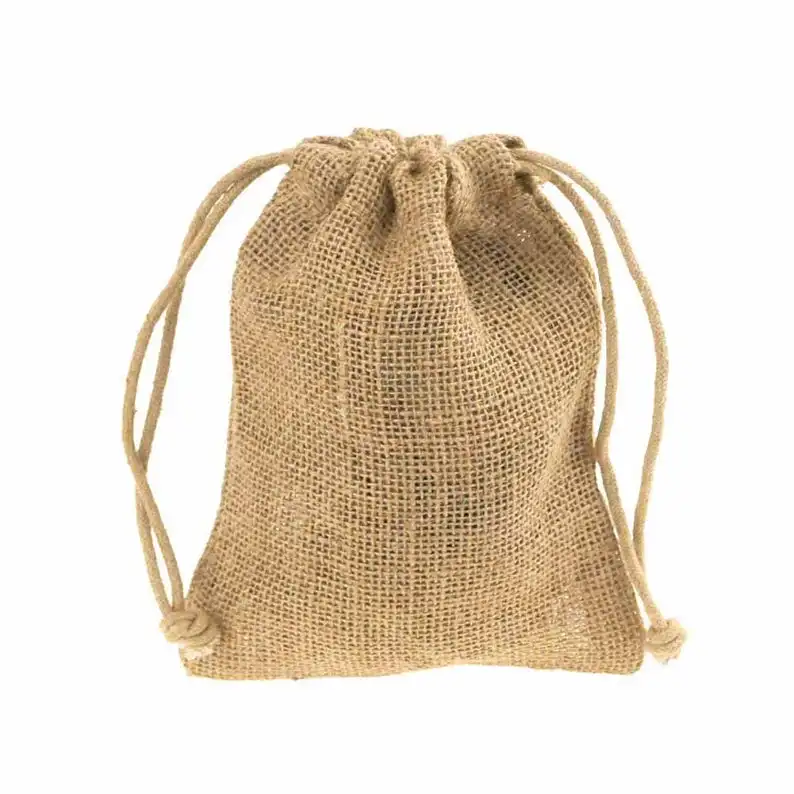 
recycled birthday gift cocoa beans small Jute cloth drawstring bag 
