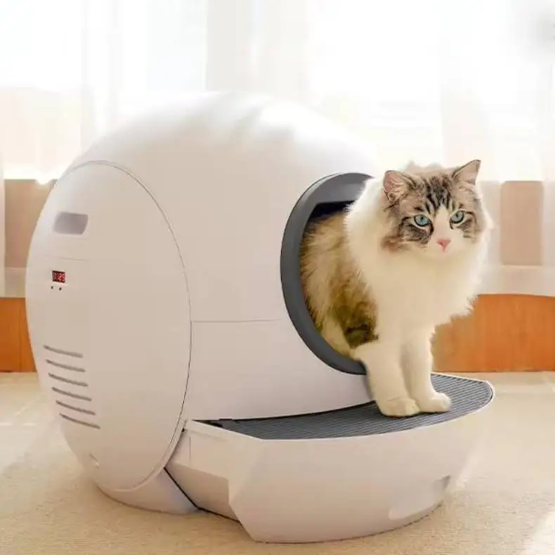 Large 60l Home Use Smart Electric Pet Toilet Robot For Multiple Cat Self Cleaning Litter Box Europe Warehouse Stock