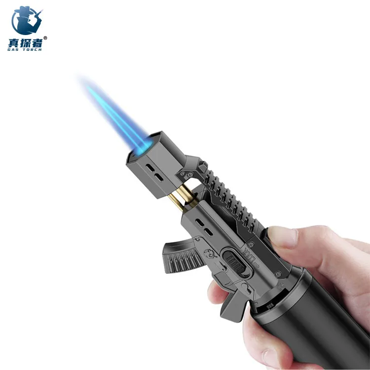 GF-917 new product powerful refill windproof jet metal ray gun shape butane gas torch lighter