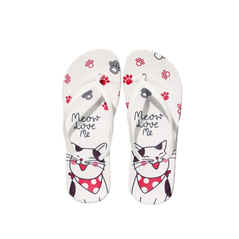 Summer slippers anti-slip women flip flops cartoon cat sublimation custom slippers