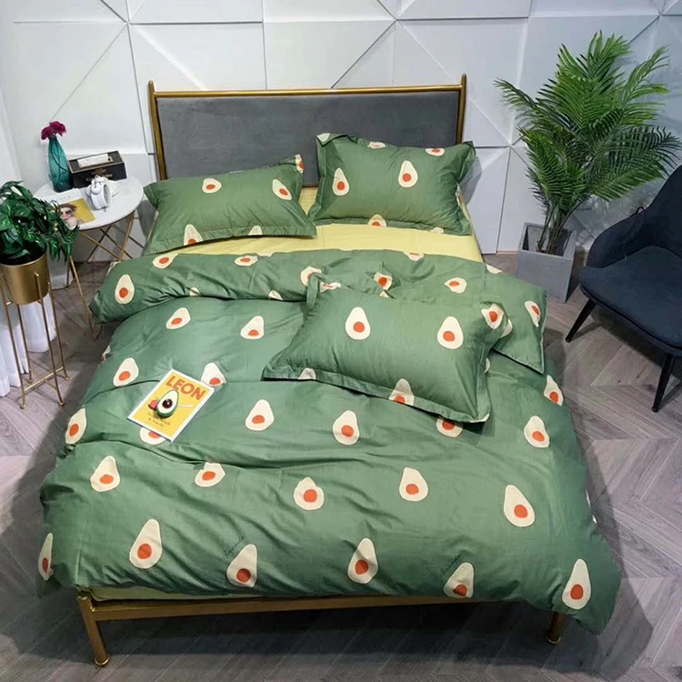 Fruit Print Wholesale Sabanas Bedding Set 100% Cotton Duvet Cover Bedsheet Set