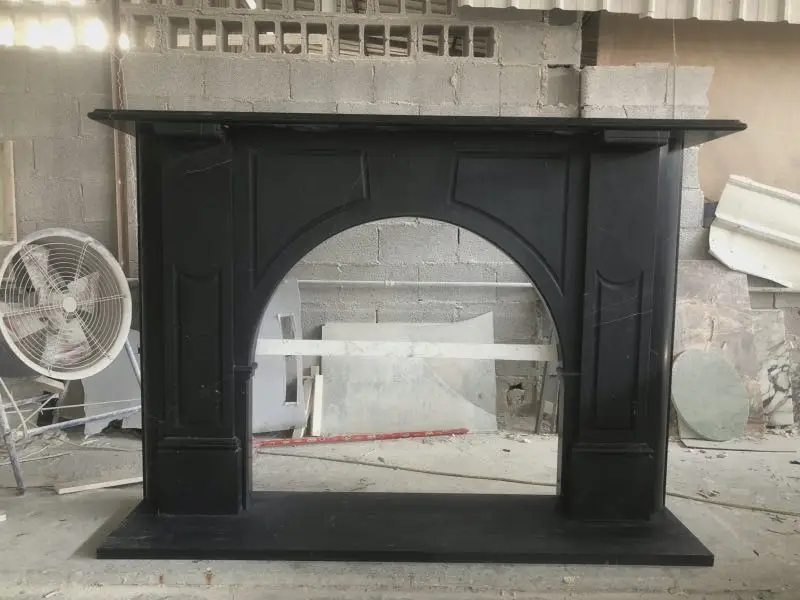 Nero Marquina black marble fireplace surround, Decorative marble mantel