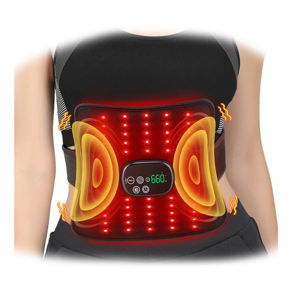 Wireless 660nm 850nm Infrared Vibration Arm Shoulder Abdominal Back Waist Massage Belt Red Light Therapy Body Massager