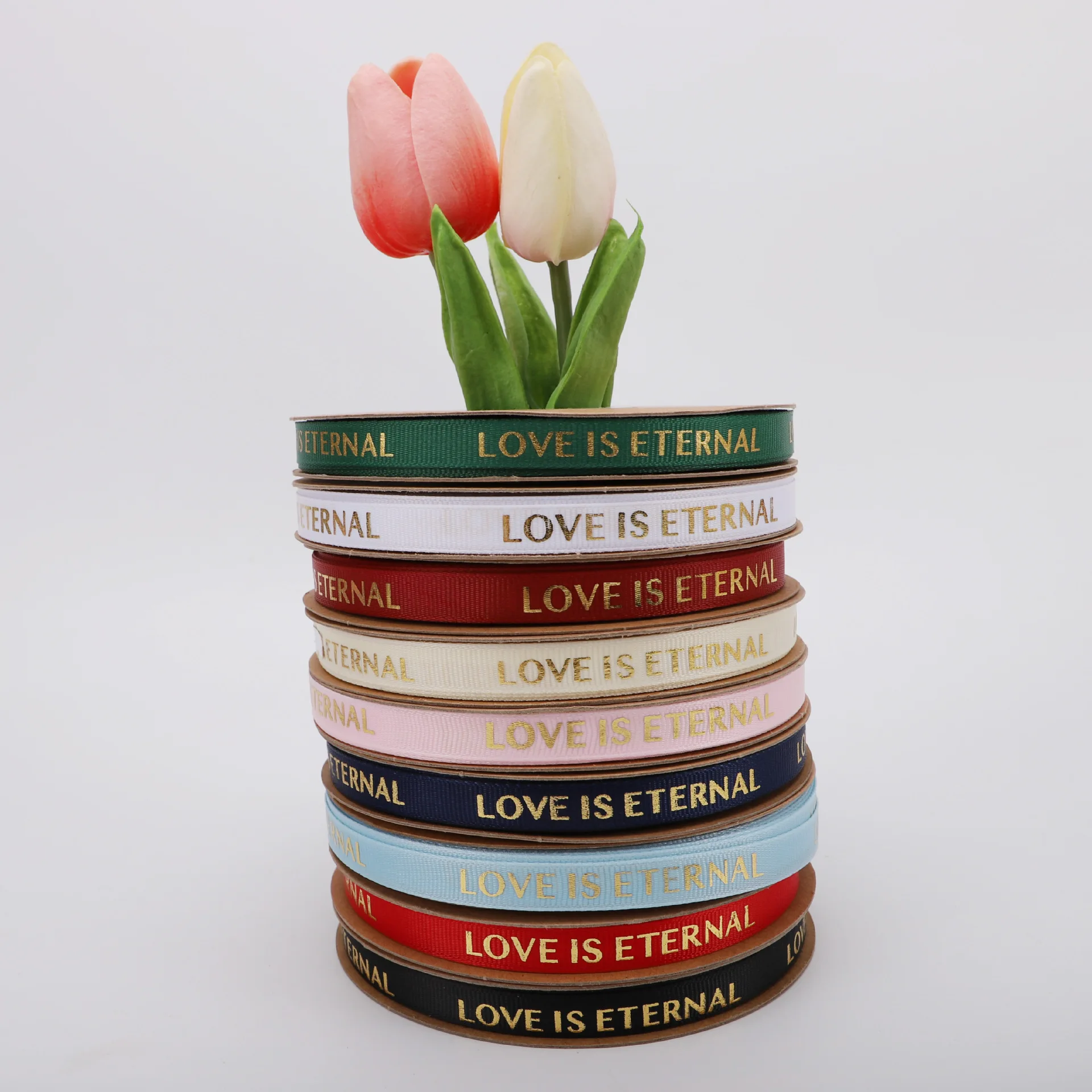 Wholesale Custom Logo Colors Print Christmas Gift Ribbon Roll Craft Decor Wire Festival Grosgrain Wire Edged Satin Ribbon