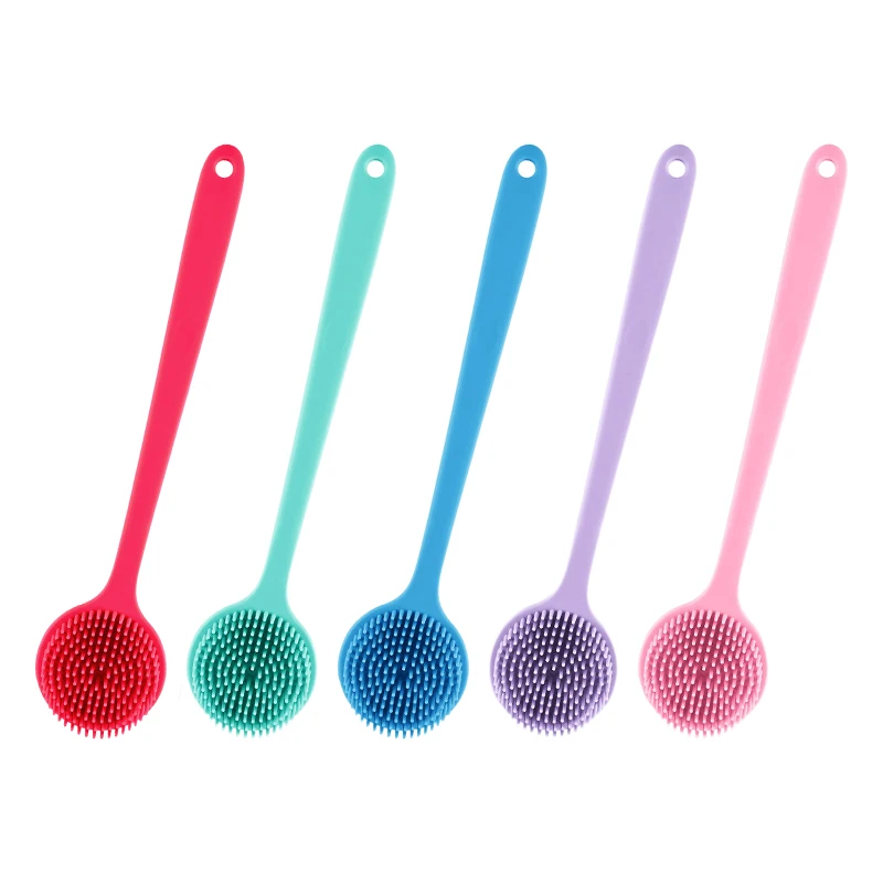 Wholesale Silicone Bath Long Handle Massage Brush Soft Silicone Bath Brush Body Scrub Long Handle Brush Body Cleaning Tool
