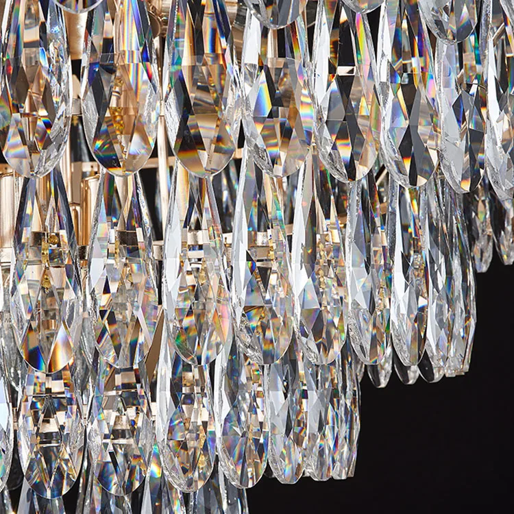 Modern round gold pendant lights hotel restaurant stainless steel hanging lamp living room luxury k9 crystal chandelier