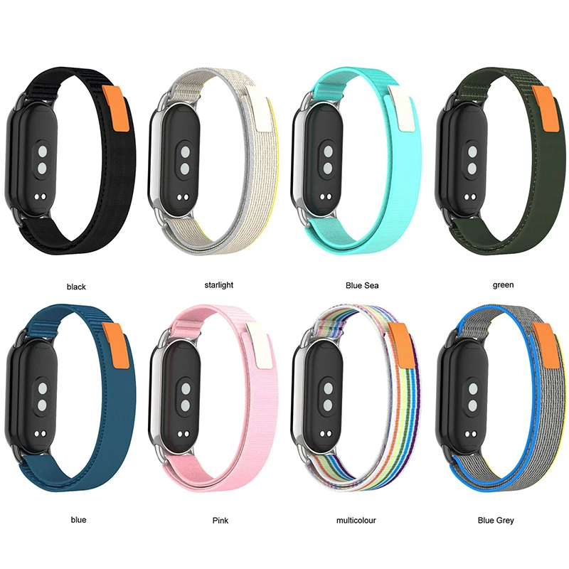 Metal Connector Trail Loop Straps for Xiaomi Mi Band 9 8 8NFC Nylon Watch Bands for Mi Band 9 9NFC Replacement Nylon Watch Strap