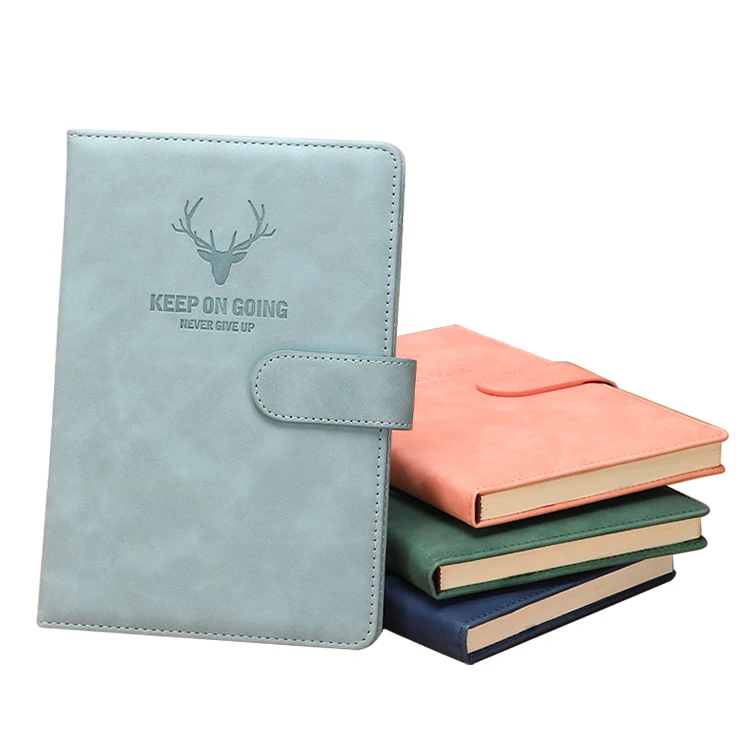 Luxury vegan leather cover journal notebook with buckle closure