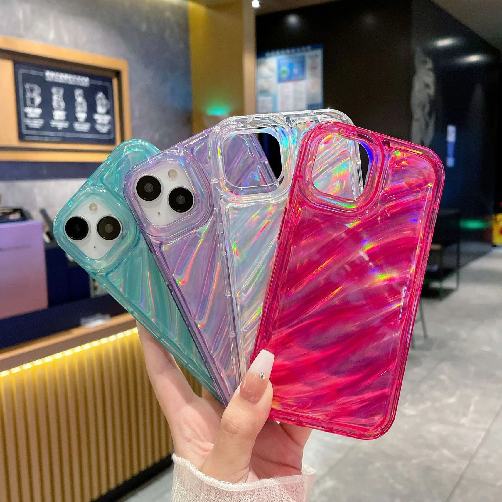 For Iphone 16 15 14 13 12 11 Pro Max 3D Phone Cases Laser Soft Silicone Shockproof Phone Cases