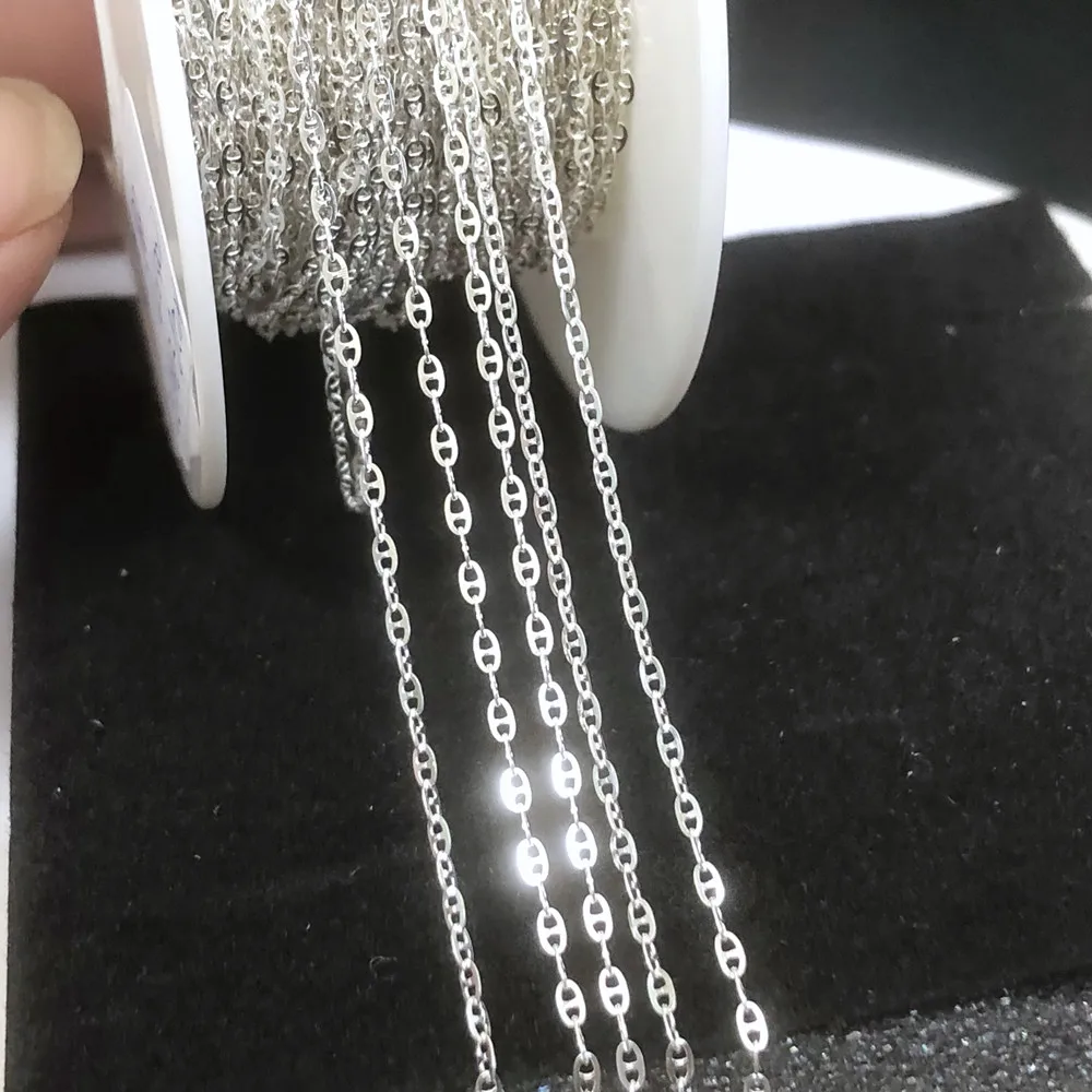New style 925 sterling silver 1.4mm dapped mariner bulk chain for women necklace making