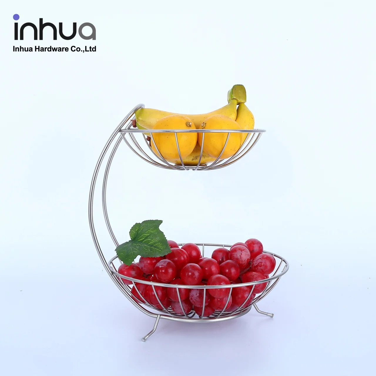 
wholesale 2 tier metal handle handle fruit basket drainer rack storage fruit basket 