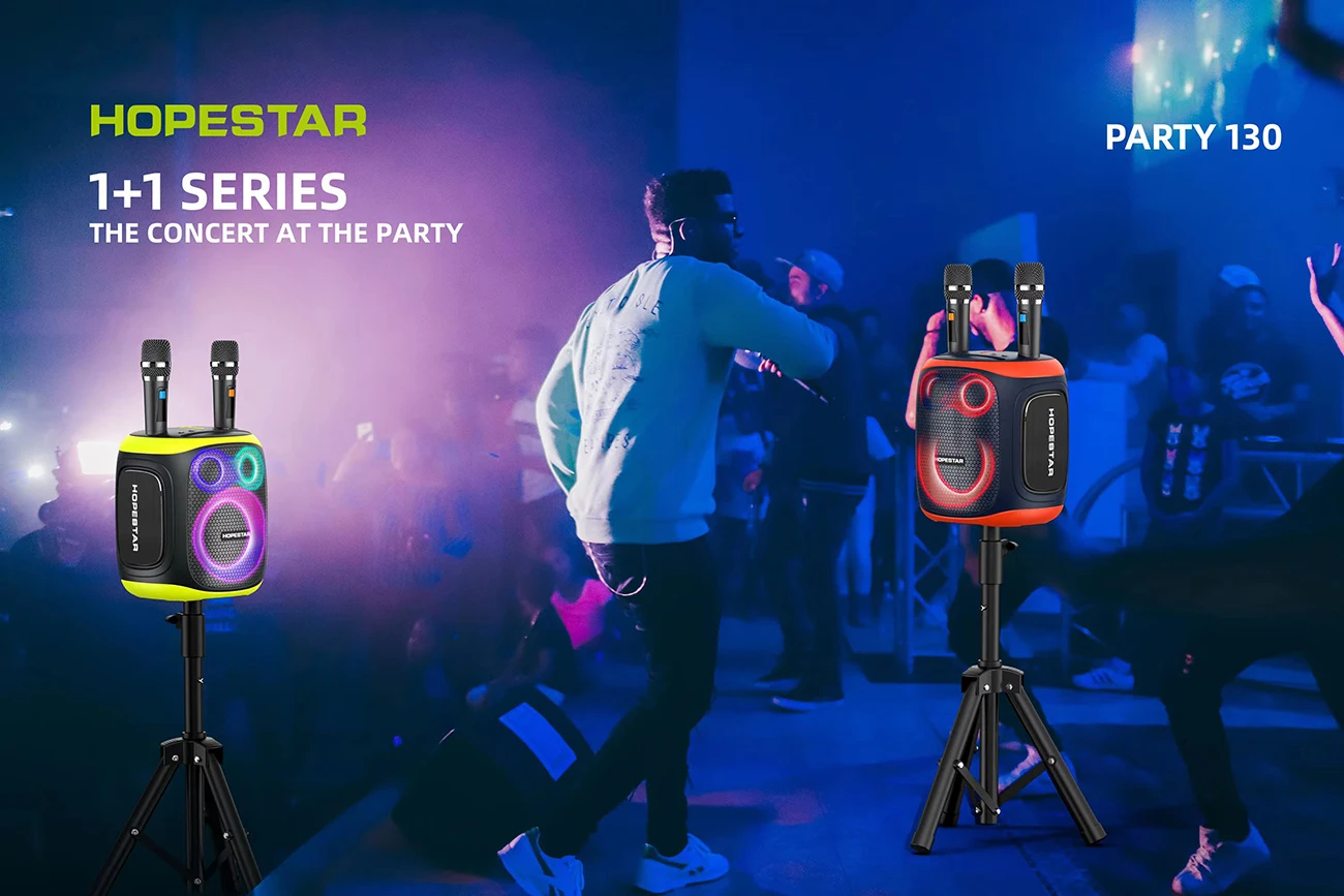 Hopestars Party130 Party One Karoke Speaker With Mic 120W Output Power Portable Subwoofer Waterproof Sound System Caixa De Som