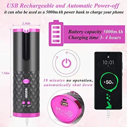 Wavy Waver Wireless Automatic Infrared Spiral Cordless Auto Iconic 360 Rotating Professional Battery Operated Hair Curler Hair