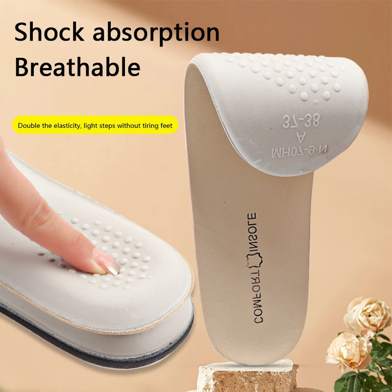 Cowhide Sheepskin Insoles for Shoes Latex Sport Insole Arch Support Shoe Pads Shock Absorbing Plantar Fasciitis Template Inserts