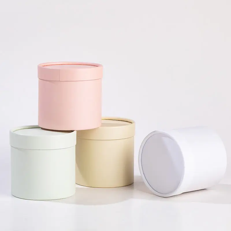 Custom Design Hat Gift Packaging Box Round Pink Flower Cylinder Box Paper Tube